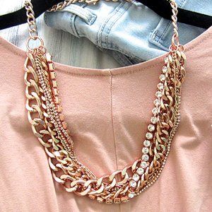 Handmade Multilayered Rose Gold Statement Necklace